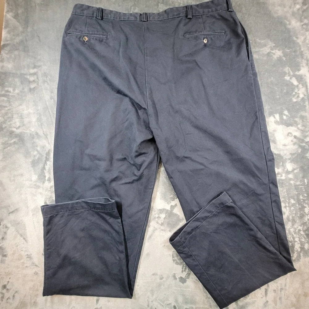 Polo Ralph Lauren Andrew Pant Mens 42x34 Navy Blue Pleated Cotton Chino Trousers